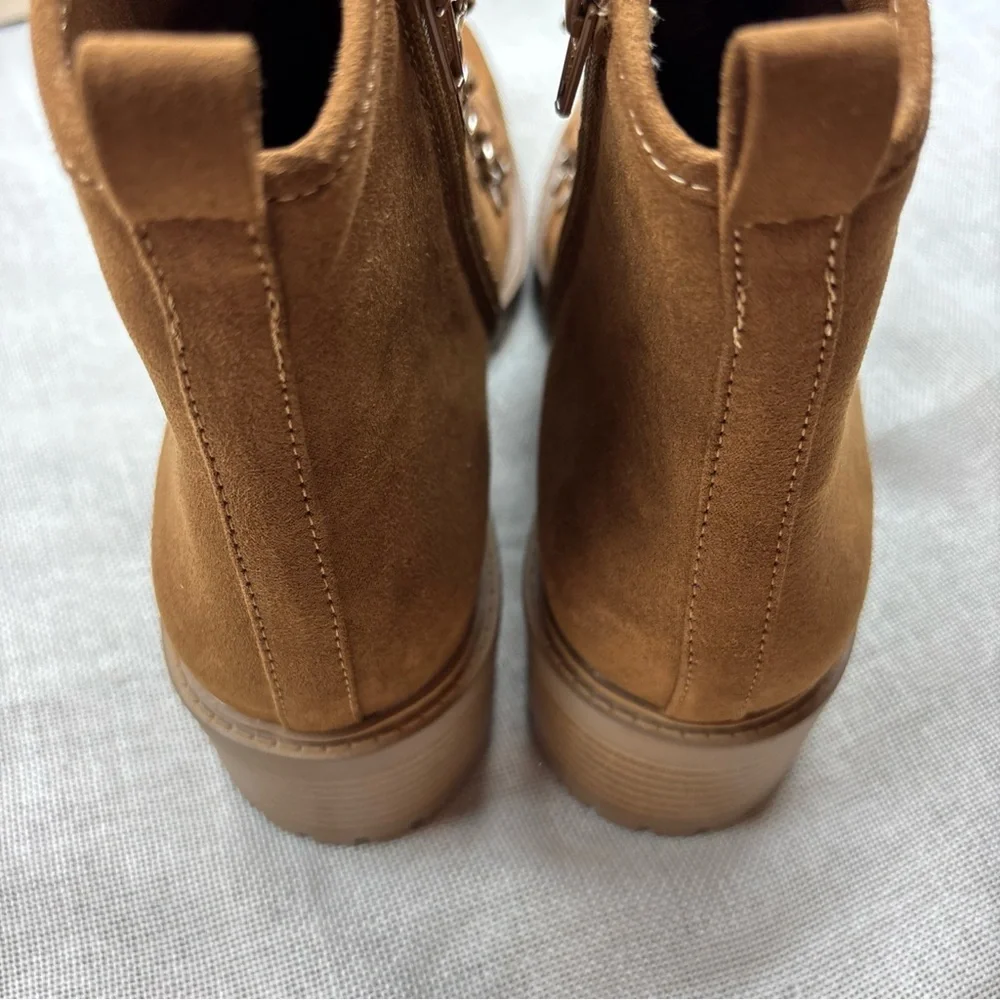 Sun + Stone Women's Brown Peanut Quiinn Lace-Up Winter Lug Booties Size 10
